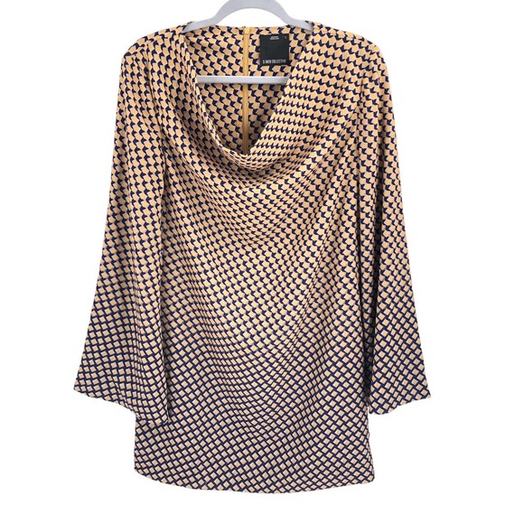 C/MEO COLLECTIVE Womens Size Small Geometric Retro Bell Sleeve Draped Dress - Picture 9 of 9